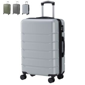 Hard Shell Carry On Suitcase, ABS Spinner Wheel Luggage, Lightweight And Expandable Rolling Travel Bag (Option: Light gray 20in)