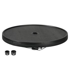 Beach Umbrella Table Tray with Wine Glass Holder and Foldable Towel Rack, 23.5", Black (Option: Black-615x650x80 mm)