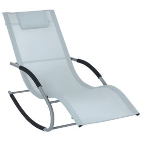 Zero Gravity Rocking Chair Outdoor Chaise Lounge Chair Recliner Rocker with Detachable Pillow and Weather-Fighting Fabric for Patio, Deck, Pool, (Option: Gray-1030x530x60 mm)