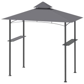 8' x 5' Grill Gazebo with Double Roof, Outdoor BBQ Canopy Gazebo with 2 Side Shelves for Patio Yard Garden Gray (Option: Gray-2050x320x150 mm)