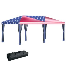 10'x20' Pop Up Party Tent Gazebo Wedding Canopy with 6 Sidewalls, American Flag (Option: Multi Color-1200x380x280 mm)